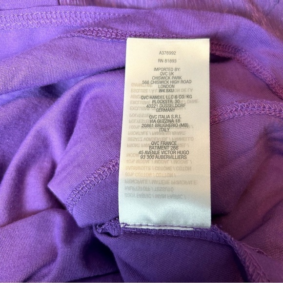 LOGO by Lori Goldstein Purple Short Sleeve High Low Lace Accent Top Sz.XS - Picture 15 of 16